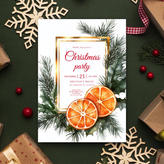 Convites Festa de Natal das Laranjas Secas de Citrus (Citrus Dried Oranges Christmas Holiday Party Invitation)