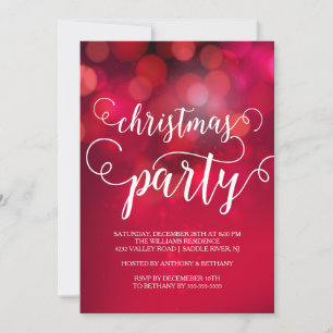 Convites Festa de Natal das Luzes Vermelhas com Letra Mão V