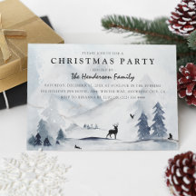 Festa de Natal das Montanhas de inverno de Aquarel