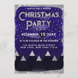 Convites Festa de Natal das Montanhas de Neve Blue Silver d