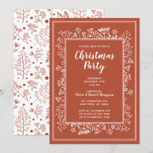 Convites Festa de Natal das Plantas de inverno Desenhada