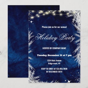 Convites Festa de Natal de 2025, em azul e branco