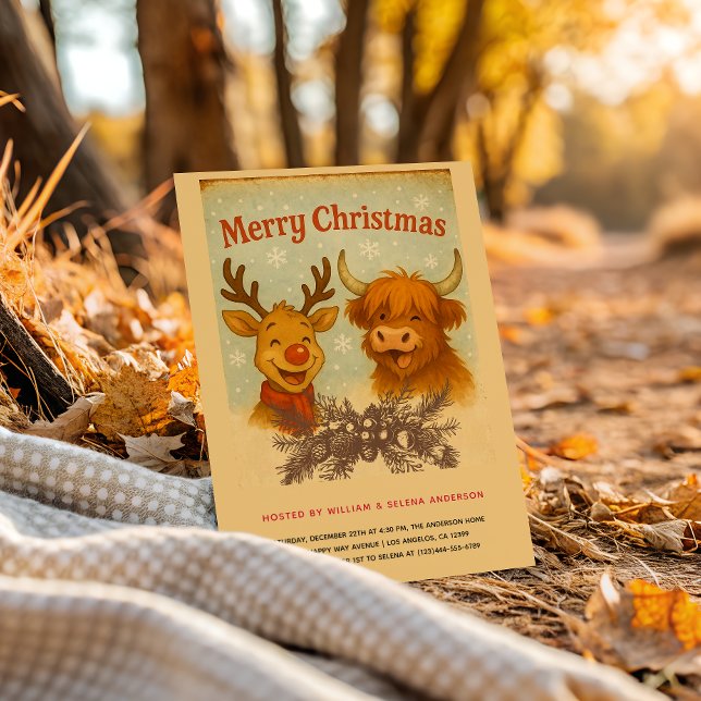 Convites Festa de Natal de Animais Russos Vintage (Criador carregado)