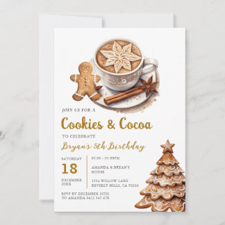Convites Festa de Natal de Aniversário de 5 de Cacau Quente