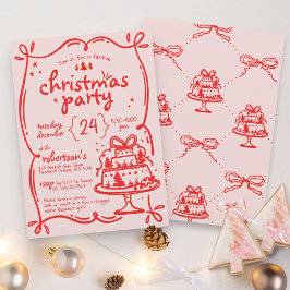 Convites Festa de Natal de Arco Vermelho e Rosa, Desenhado 