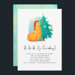 Convites Festa de Natal de Árvore de Gato Bonito Ho Ho Ho<br><div class="desc">Festa de Natal de Árvore de Gato Bonita. Estilo humorístico minimalista com uma ilustração de árvore festiva e gato e o cabeçalho principal em um roteiro de estilo manual definido. Personalize facilmente o resto do texto para seus próprios detalhes. Na parte de trás está um laço de aquarela e flocos...</div>