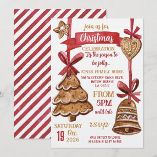 Convites Festa de Natal de Biscoito de Gengibre