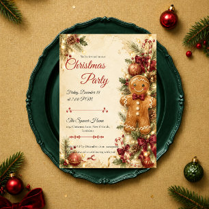 Convites Festa de Natal de Biscoito de Gengibre Caprichosa