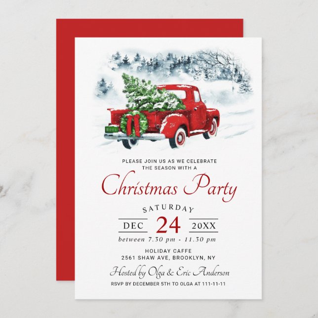 Convites Festa de Natal de Caminhão da Fazenda Vermelha Vin (Frente/Verso)