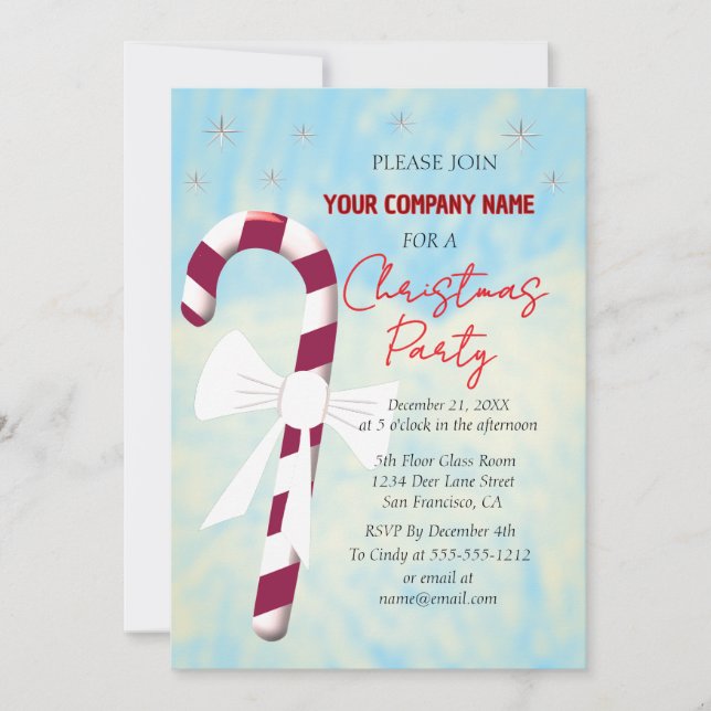 Convites Festa de Natal de Candy Cane Winter (Frente)