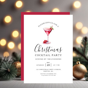 Convites Festa de Natal de Cocktail de Férias Elegante