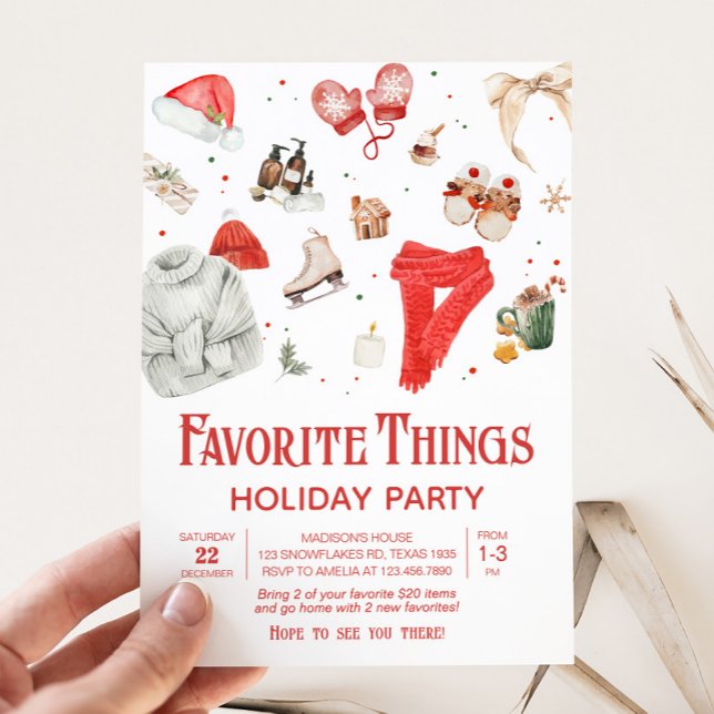 Convites Festa de Natal de Coisas Favoritas de Férias (Favorite Things Holiday Christmas Party Invitation)