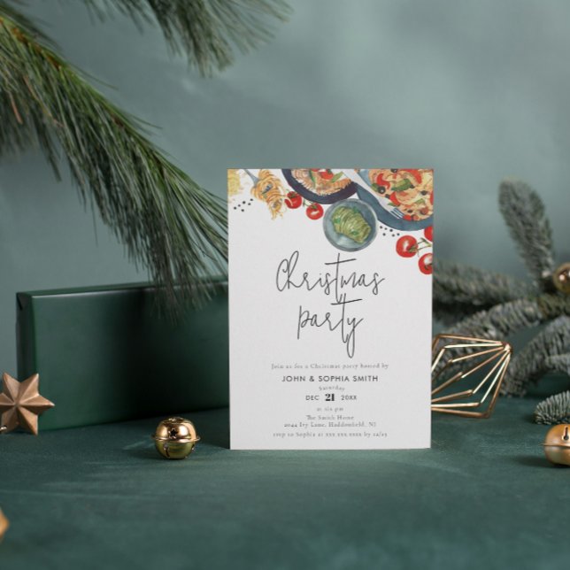 Convites Festa de Natal de Comida de Aquarela (Criador carregado)