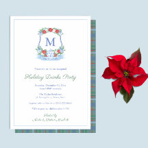 Festa de Natal de Crest Vermelho Azul Refinado