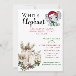 Convites Festa de Natal de Elefante Branco para Crianças Mo