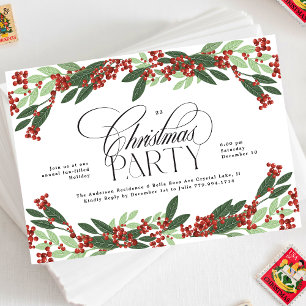 Convites Festa de Natal de Elegância Botânica Encantada