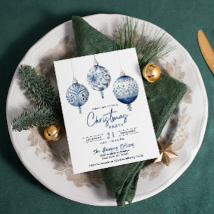 Convites Festa de Natal de Estilos Nórdicos Azuis Modernos