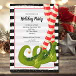 Convites Festa de Natal de Feriado de Pernas do Elfo Whimsi<br><div class="desc">Pernas de Elf em miras listradas e botas verdes em listras brancas e pretas e pontos de ouro,  estas convites de festas de Natal são divertidas para qualquer ocasião de Natal. DOWNLOADS INSTANTÂNEOS e IMPRESSOS ou ambos! CORRESPONDENTE a itens na nossa coleção.</div>