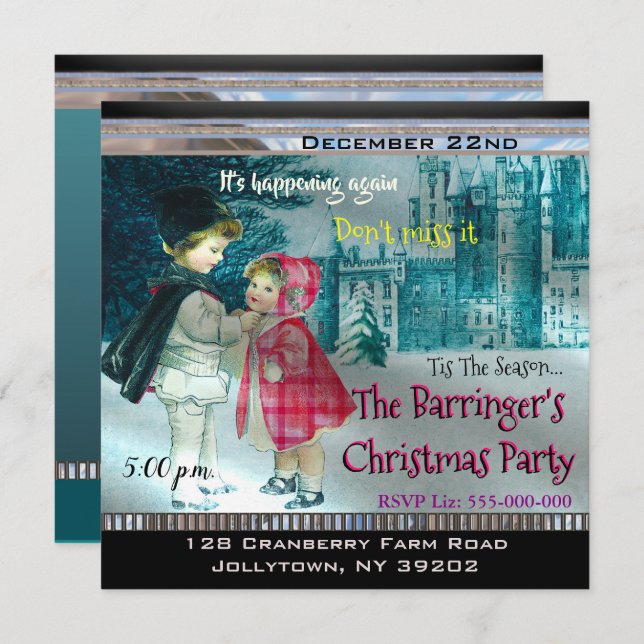 Convites Festa de Natal de Férias (Frente/Verso)