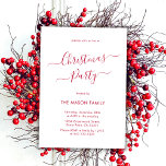Convites Festa de Natal de Férias Brancas do Elegante Red S<br><div class="desc">Os Convites de festas de Natal Minimalistas, Vermelho e Branco, com Script de Caligrafia Moderna, são perfeitos para um evento de Natal simples. Apresenta um texto elegante do "Partido de Natal" em um belo texto escrito à mão com letras sujas e irrisórias escrita em vermelho sobre fundo branco. Fácil de...</div>