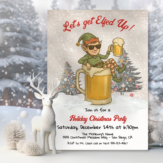 Convites Festa de Natal de Férias de Cerveja Enfeitada Engr (Criador carregado)