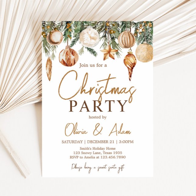 Convites Festa de Natal de Férias de Férias Douradas (Golden Holiday Christmas Party Invitation)