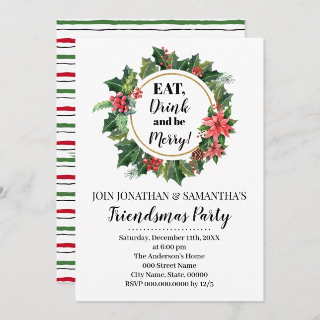 Convites Festa de Natal de Férias de Natal de Friendsmas (Frente/Verso)