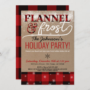 Convites Festa de Natal de Férias Flannel & Frost Cocktail
