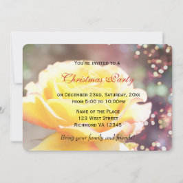 Convites festa de Natal de flor de rosa amarela