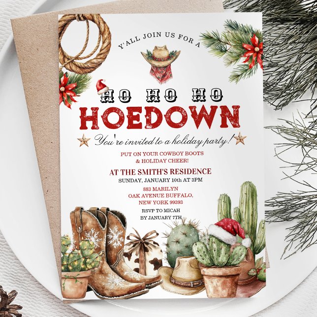 Convites Festa de Natal de Holiday Hoedown Cowboy Convidada (Criador carregado)