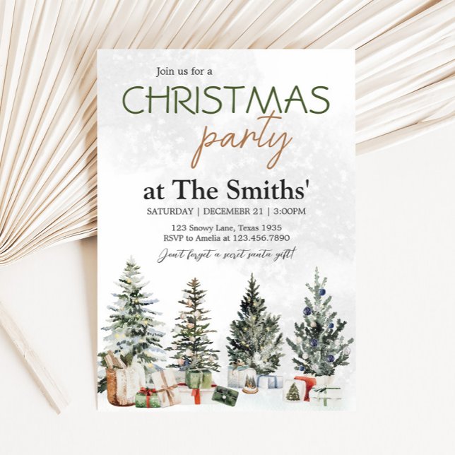 Convites Festa de Natal de inverno (Winter Wonderland Pine Tree Christmas Party Invitation )