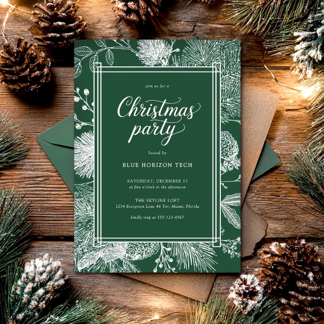 Convites Festa de Natal de Inverno com Elegância Verde (Criador carregado)