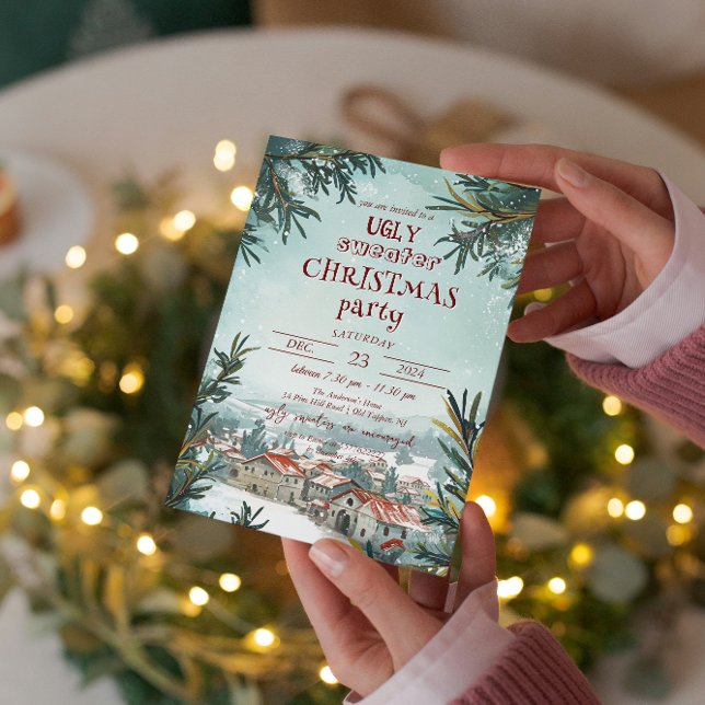 Convites Festa de natal de inverno no exterior (Criador carregado)