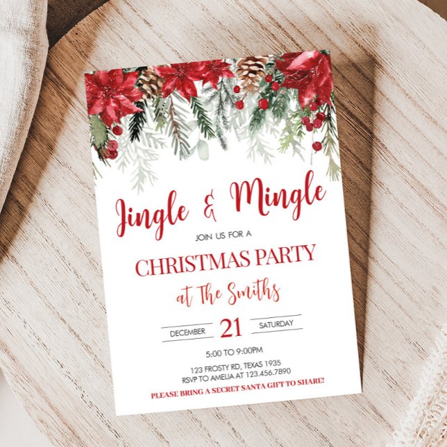 Convites Festa de Natal de Jingle e Mingle Holiday Berries (Holiday Jingle and Mingle Berries Christmas Party Invitation)