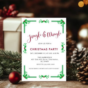 Convites Festa de Natal de Jingle & Mingle Holiday Greenery