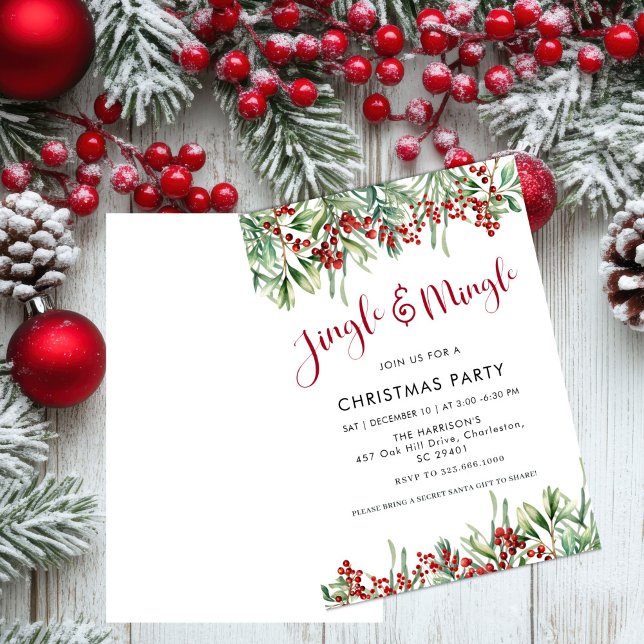 Convites Festa de Natal de Jingle & Mingle Holiday Greenery (Criador carregado)