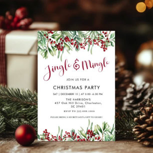 Convites Festa de Natal de Jingle & Mingle Holiday Greenery