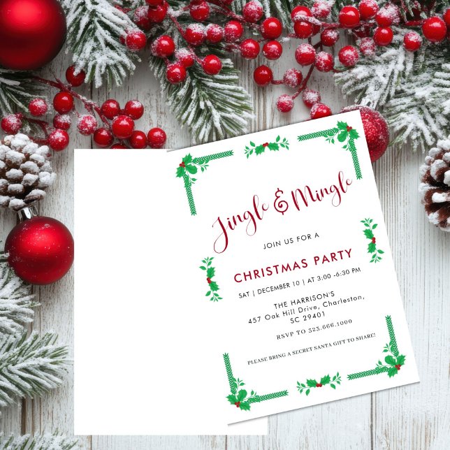 Convites Festa de Natal de Jingle & Mingle Holiday Greenery (Criador carregado)