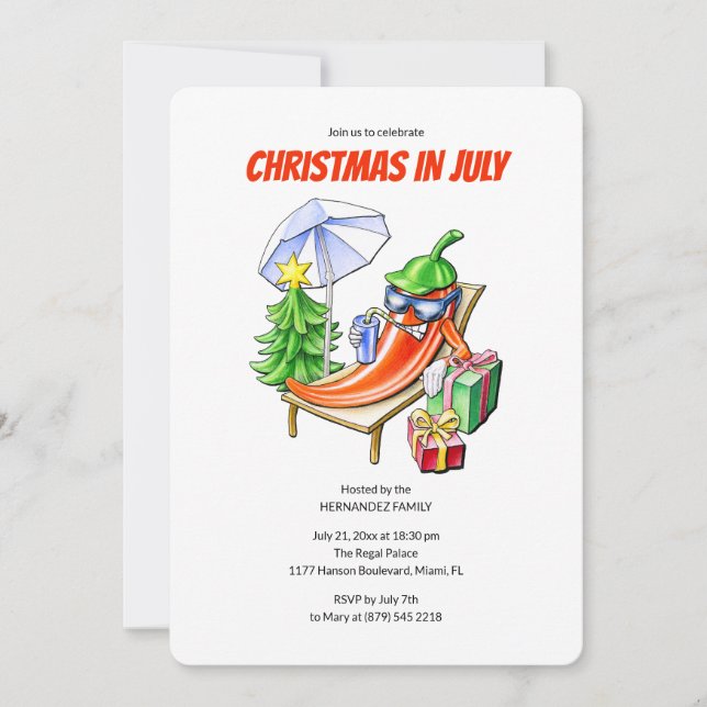 Convites Festa de Natal de Julho com Pimenta Engraçada na P (Frente)