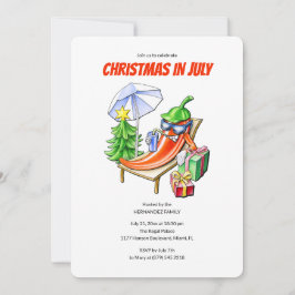 Convites Festa de Natal de Julho com Pimenta Engraçada na P