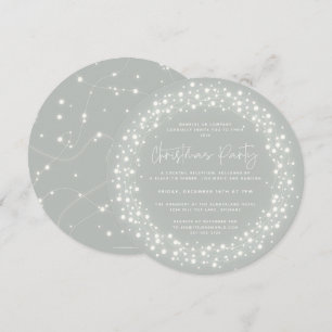 Convites Festa de Natal de Luzes de Cinza Verde