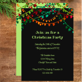 Convites Festa de Natal de Luzes de Diversão Coloridas Únic