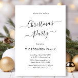 Convites Festa de Natal de Natal de Férias Modernas em Cali<br><div class="desc">Caligrafia moderna Os Convites de festas de Natal minimalistas são perfeitos para um simples evento de Natal. Apresenta um texto elegante do "Partido de Natal" num belo tipo de letra preto-e-branco com letras suaves e sujas. Fácil de personalizar com seu nome e detalhes da festa.</div>