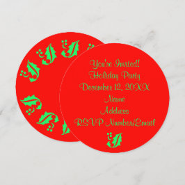 Convites Festa de Natal de Natal Holly Round Red 4Jane