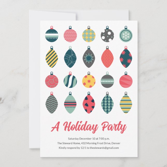 Convites Festa de Natal de Ornamento Bonito (Frente)