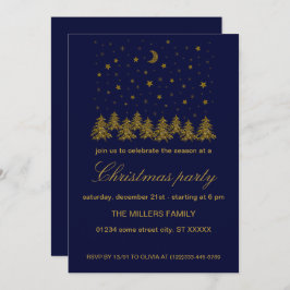 Convites Festa de Natal de ouro cintilante