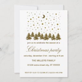 Convites Festa de Natal de ouro cintilante