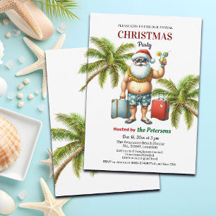 Convites Festa de Natal de Papai Noel em uma Ilha Tropical
