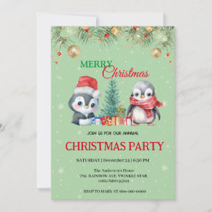 Convites Festa de Natal de Papais noeis de Penguin de Féria