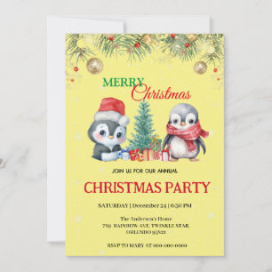 Convites Festa de Natal de Papais noeis de Penguin de Féria